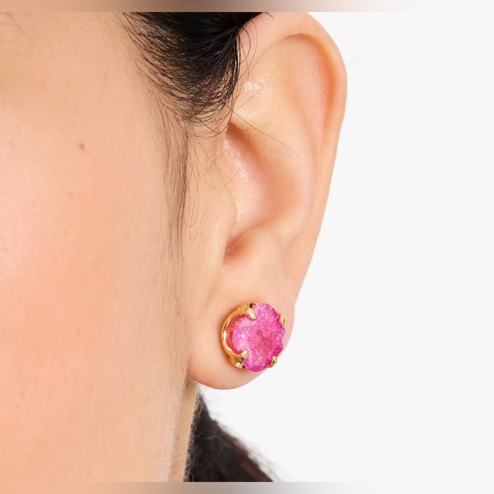 Kate Spade Fuchsia CZ Gold Tone Stud Earrings - Picture 6 of 8